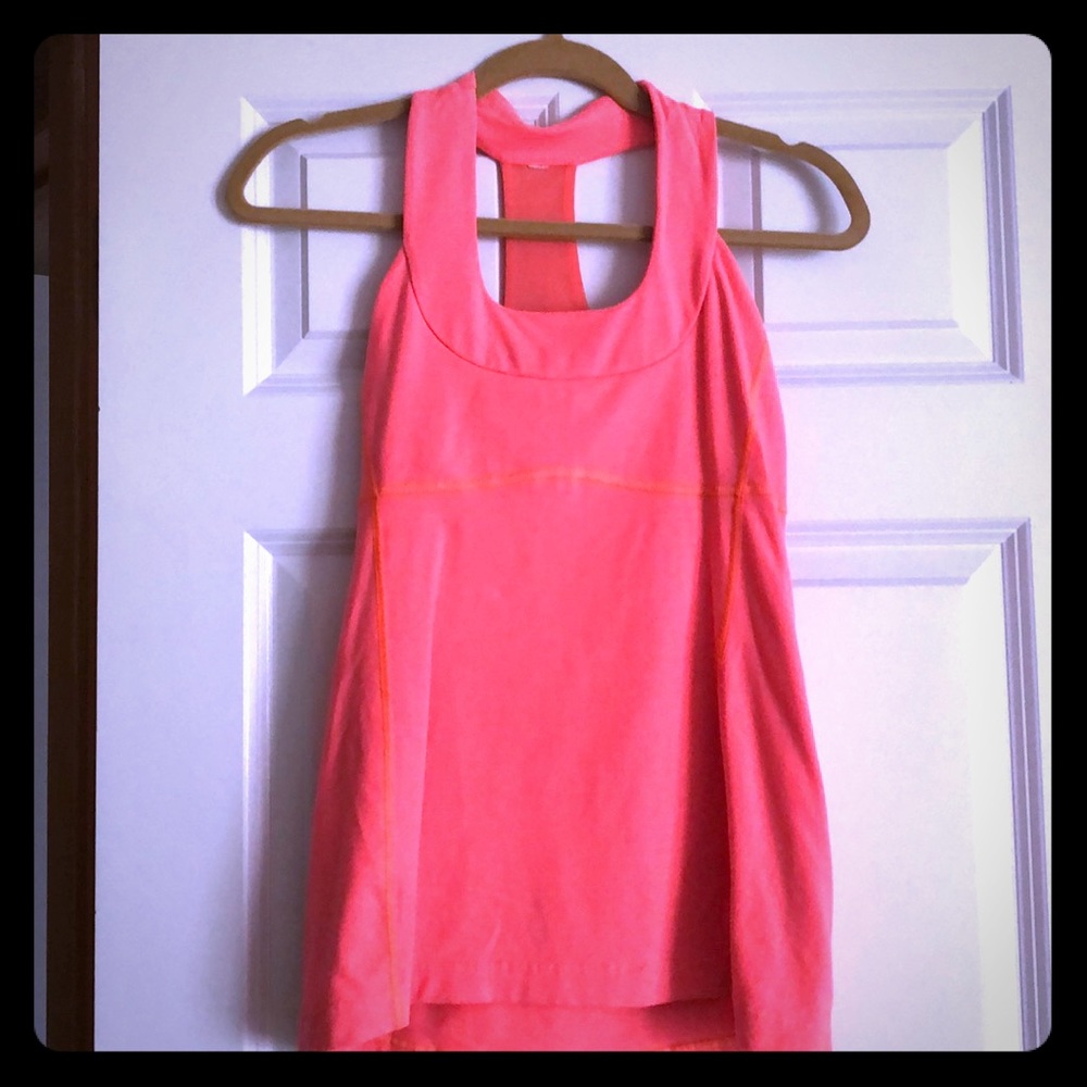 Coral Lululemon workout top